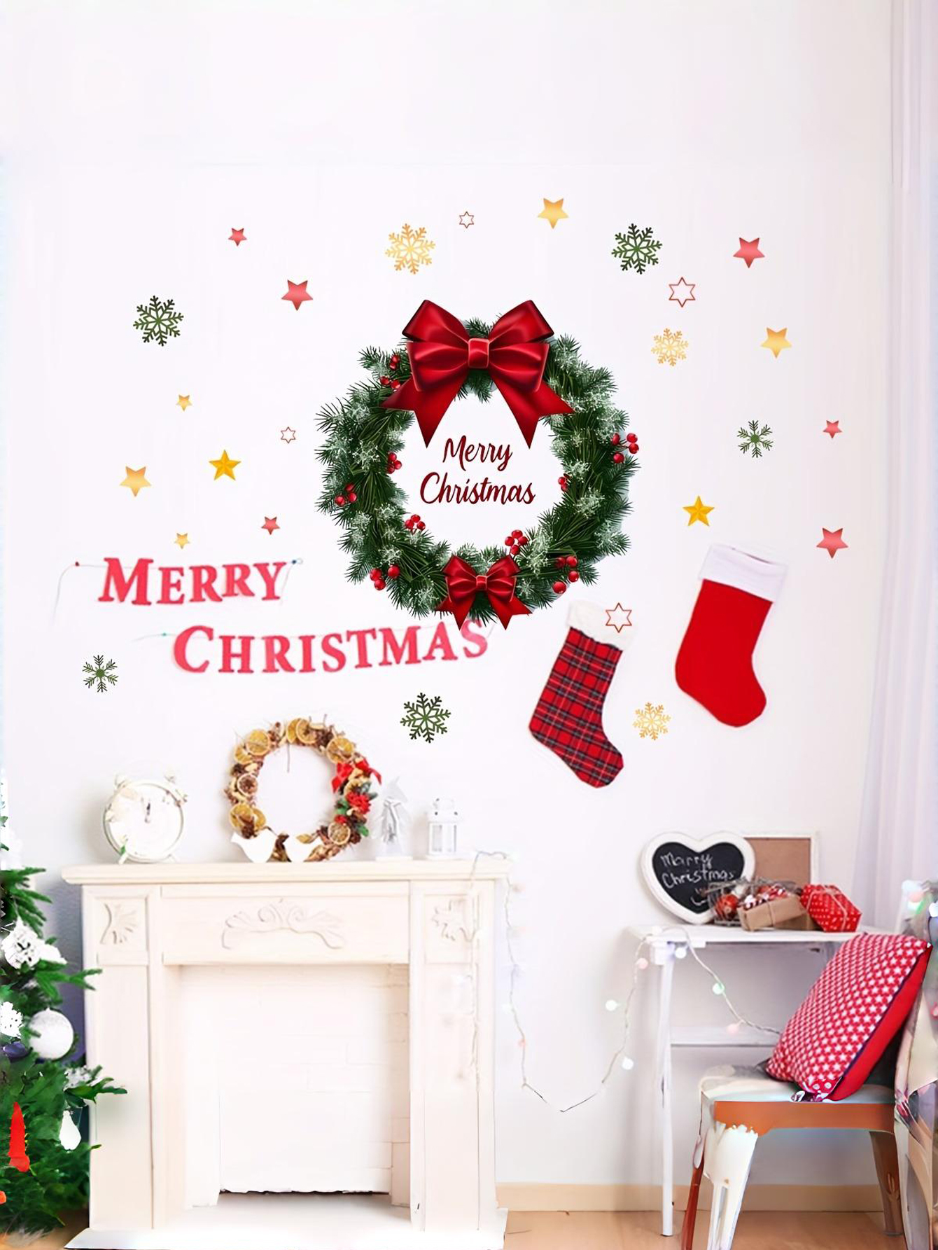 Custom Christmas Wreath Wall Sticker